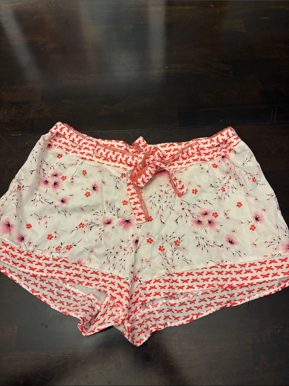 NWT Victoria's Secret White Shorts with Coral and Pink Floral Print